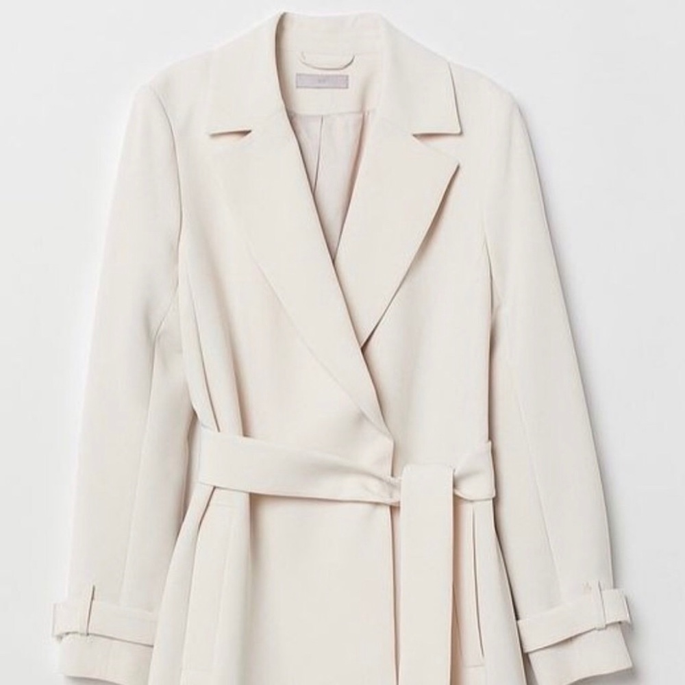 H&M White Wrap Coat – Gold Metal Embellishments